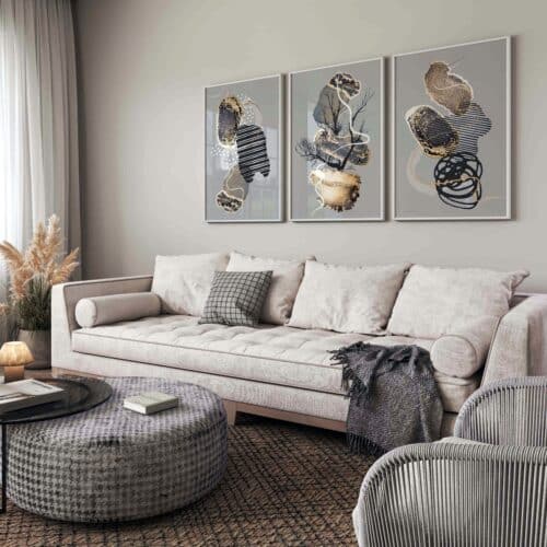 Poster abstract forme neregulate negru auriu living, postere perete, postere pereti, postere mari de perete, tablou poster, postere inramate, postere bucuresti, tablouri scandinave, poster 50x70, tablouri, postere romania, tablouri moderne, design interior