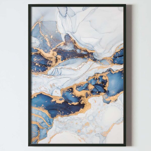 Tabloul Poster abstract albastru cu auriu NO.2, postere perete, postere pereti, postere mari de perete, tablou poster, postere inramate, postere bucuresti, tablouri scandinave, poster 50x70, tablouri, postere romania, tablouri moderne, design interior
