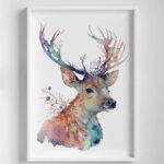 Poster acuarele cerb multicolor camera copiilor, poster camera copii, postere camera copii, postere perete, postere pereti, postere mari de perete, tablou poster, postere inramate, postere bucuresti, tablouri scandinave, poster 50x70, tablouri, postere romania, tablouri moderne, design interior
