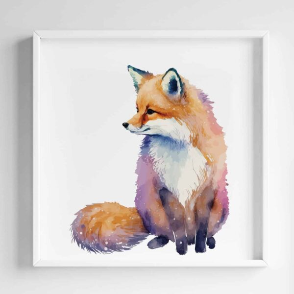 Poster acuarele vulpe multicolor pictata camera copiilor, poster camera copii, postere perete, postere pereti, postere mari de perete, tablou poster, postere inramate, postere bucuresti, tablouri scandinave, poster 50x70, tablouri, postere romania, tablouri moderne, design interior