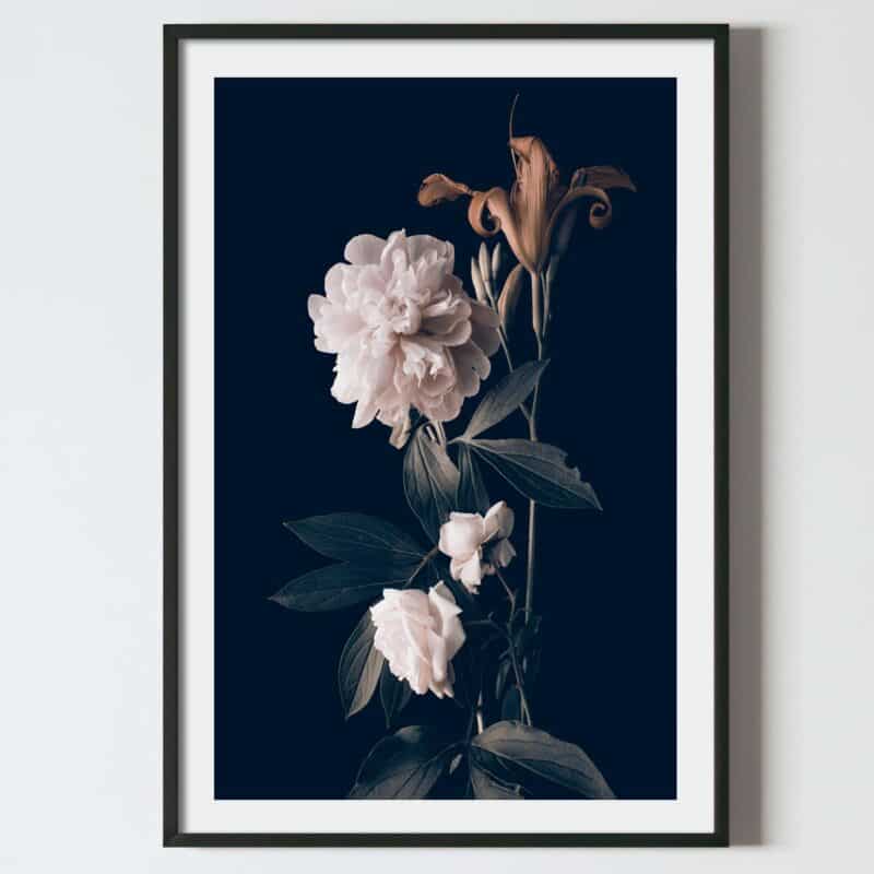 Poster buchet cu fir de crin bujor si trandafir, postere perete, postere pereti, postere mari de perete, tablou poster, postere inramate, postere bucuresti, tablouri scandinave, poster 50x70, tablouri, postere romania, tablouri moderne, design interior
