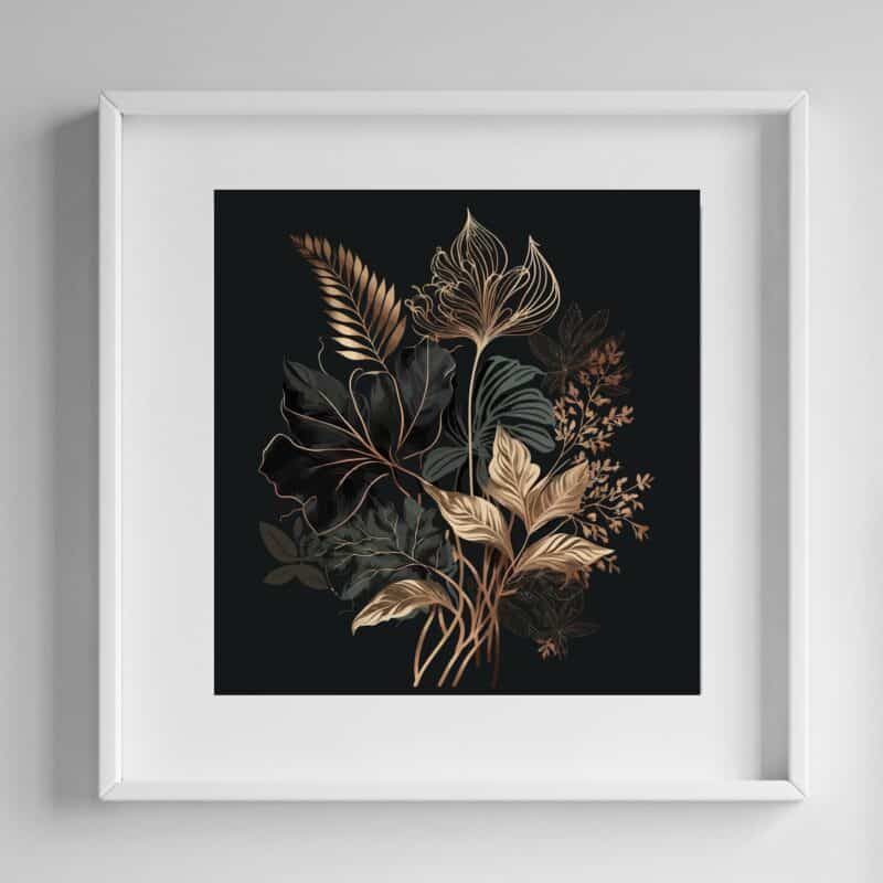 Poster desen artistic cu frunze aurii, postere perete, postere pereti, postere mari de perete, tablou poster, postere inramate, postere bucuresti, tablouri scandinave, poster 50x70, tablouri, postere romania, tablouri moderne, design interior