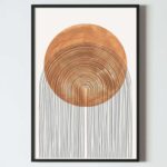 Poster abstract cu arc de cerc in tus si cerc in tehnica acuarele, bej si negru, postere perete, postere pereti, postere mari de perete, tablou poster, postere inramate, postere bucuresti, tablouri scandinave, poster 50x70, tablouri, postere romania, tablouri moderne, design interior