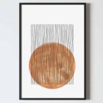 Poster abstract cu linii si cerc, acuarele si tus, bej si negru, postere perete, postere pereti, postere mari de perete, tablou poster, postere inramate, postere bucuresti, tablouri scandinave, poster 50x70, tablouri, postere romania, tablouri moderne, design interior