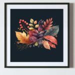 Poster aranjament natura moarta de toamna in tehnica acuarele, postere perete, postere pereti, postere mari de perete, tablou poster, postere inramate, postere bucuresti, tablouri scandinave, poster 50x70, tablouri, postere romania, tablouri moderne, design interior