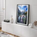 Poster peisaj bărci pe lacul Pragser Muntii Dolomiti Italia, postere perete, postere pereti, postere mari de perete, tablou poster, postere inramate, postere bucuresti, tablouri scandinave, poster 50x70, tablouri, postere romania, tablouri moderne, design interior