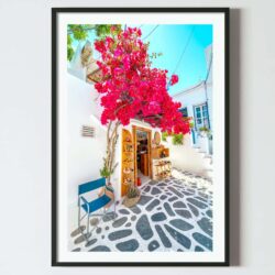Poster arbust floare de hartie Insula Mykonos orasul vechi, postere perete, postere pereti, postere mari de perete, tablou poster, postere inramate, postere bucuresti, tablouri scandinave, poster 50x70, tablouri, postere romania, tablouri moderne, design interior