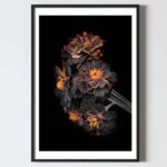 Postere perete buchet flori negru cu portocaliu, postere perete, postere pereti, postere mari de perete, tablou poster, postere inramate, postere bucuresti, tablouri scandinave, poster 50x70, tablouri, postere romania, tablouri moderne, design interior