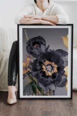 Postere perete flori bujori negrii, postere perete, postere pereti, postere mari de perete, tablou poster, postere inramate, postere bucuresti, tablouri scandinave, poster 50x70, tablouri, postere romania, tablouri moderne, design interior