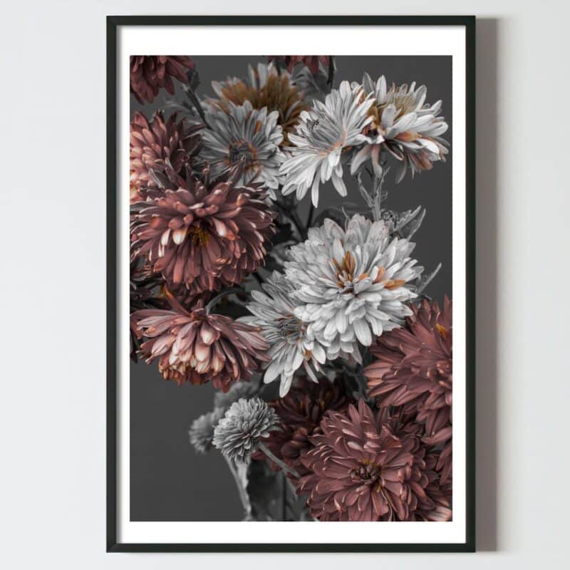 Postere perete flori rubinii si gri, postere perete, postere pereti, postere mari de perete, tablou poster, postere inramate, postere bucuresti, tablouri scandinave, poster 50x70, tablouri, postere romania, tablouri moderne, design interior