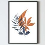 postere pentru tablou arta digitala frunze albastre si portocalii, postere perete, postere pereti, postere mari de perete, tablou poster, postere inramate, postere bucuresti, tablouri scandinave, poster 50x70, tablouri, postere romania, tablouri moderne, design interior