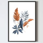 postere pentru tablou arta digitala frunze albastre si portocalii, postere perete, postere pereti, postere mari de perete, tablou poster, postere inramate, postere bucuresti, tablouri scandinave, poster 50x70, tablouri, postere romania, tablouri moderne, design interior