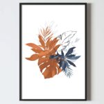 postere pentru tablou arta digitala frunze albastre si portocalii, postere perete, postere pereti, postere mari de perete, tablou poster, postere inramate, postere bucuresti, tablouri scandinave, poster 50x70, tablouri, postere romania, tablouri moderne, design interior